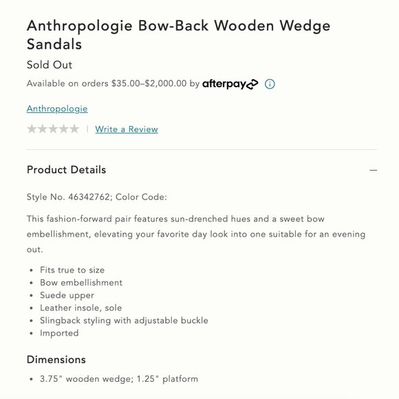 ANTHROPOLOGIE Bow-Back Wooden Wedge Sandals Sz 7 - Picture 9 of 9